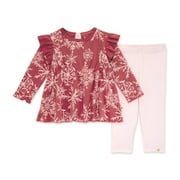Burt's Bees Baby Organic Cotton Baby \u0026 Toddler Girl Tunic \u0026 Legging Set, Sizes 3/6 Months-5T